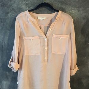 Loft pale pink/blush 3/4 length roll up sleeves